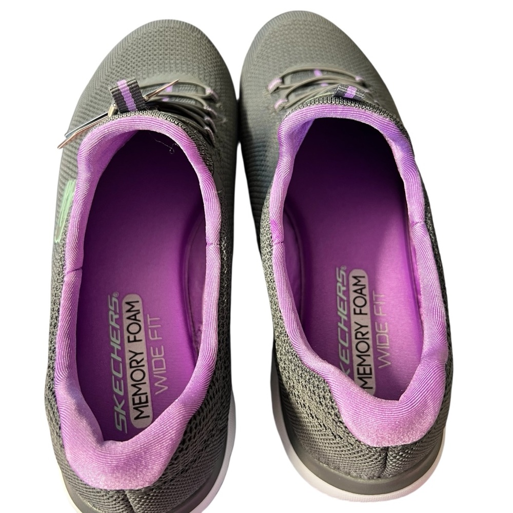 Skechers NIB Women’s Gray and Purple Sneakers Lightweight Athletic Design Sz 10 - Picture 5 of 7